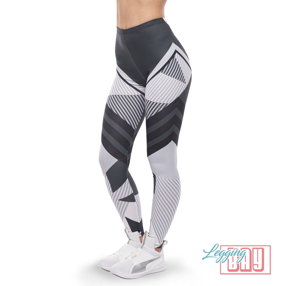 Shades  Grayscale Geometric Printed Leggings - Legging Bay