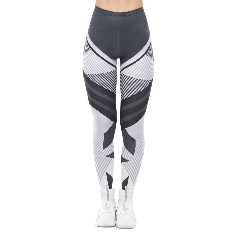 Shades  Grayscale Geometric Printed Leggings - Legging Bay